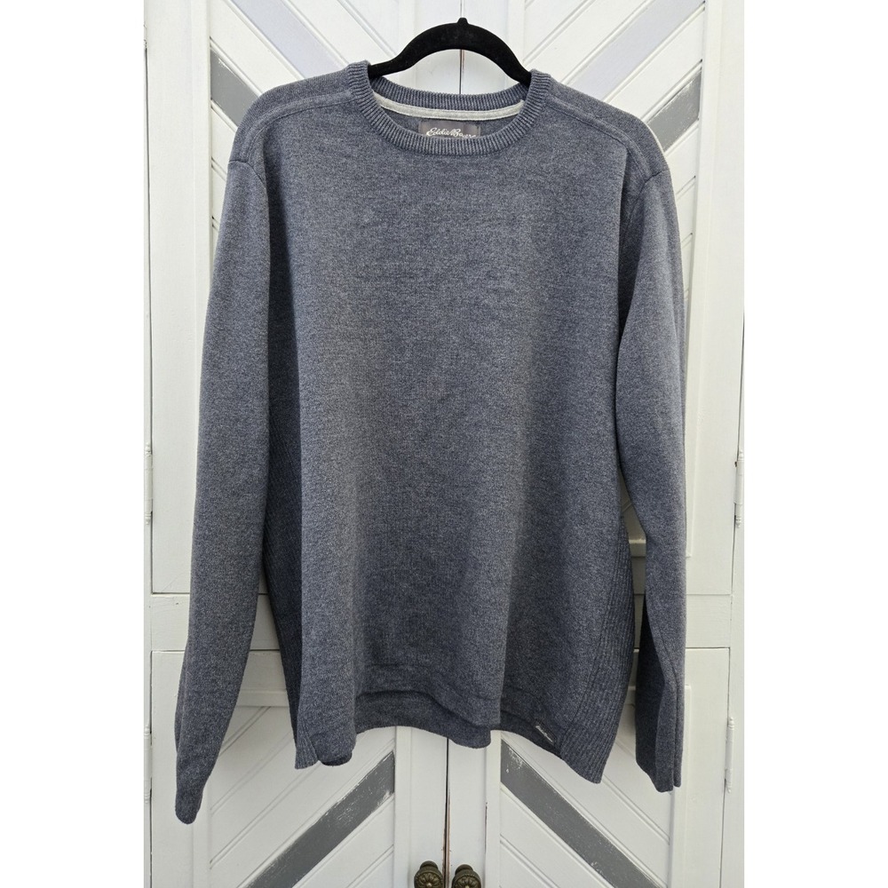 Eddie Bauer Men's XL Gray Mediumweight Thick Long Sleeve Crew Neck Knit Sweater - Picture 3 of 14